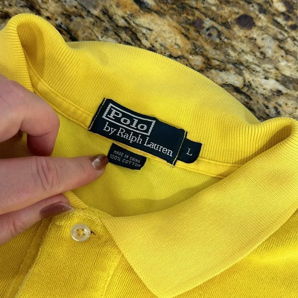 Polo By Ralph Lauren Yellow Cotton Short Sleeve Polo Shirt Size L